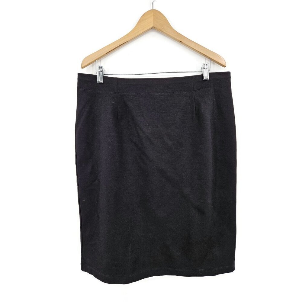 New Eileen Fisher Black Pencil Skirt Womens XL Viscose Stretch Ponte